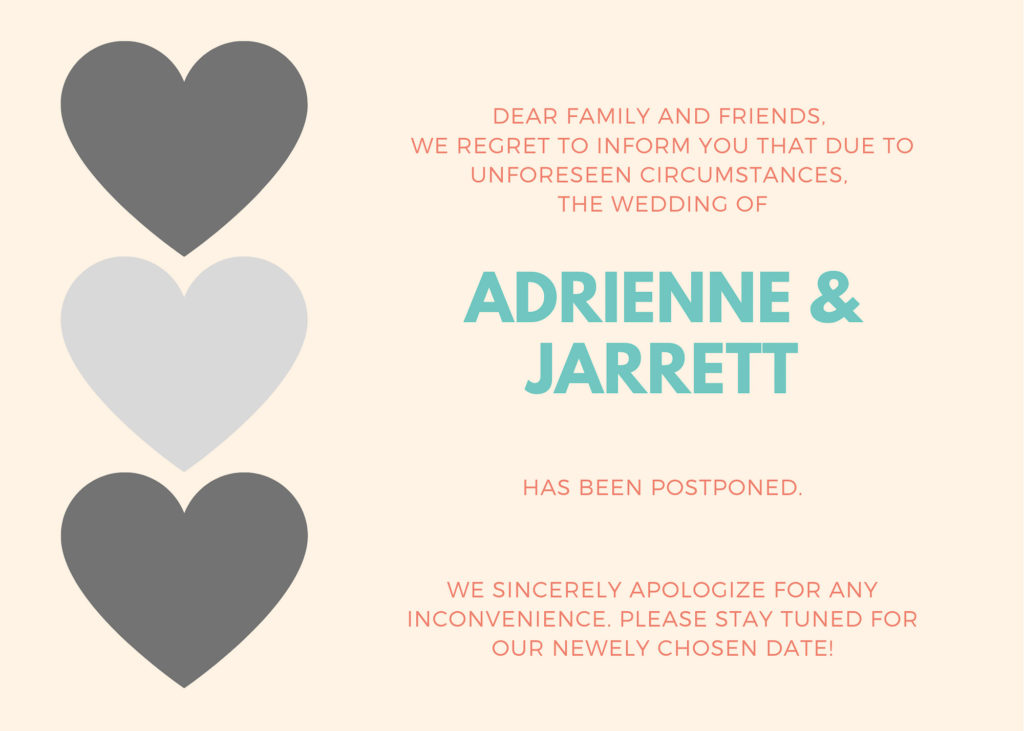 Custom Announcement to postpone your wedding