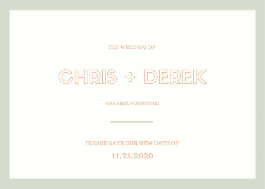 Custom Announcement to postpone your wedding