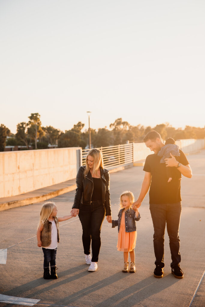 2023 Family Fall Mini Session at Long Beach Parking Garage with Urban Vibes
