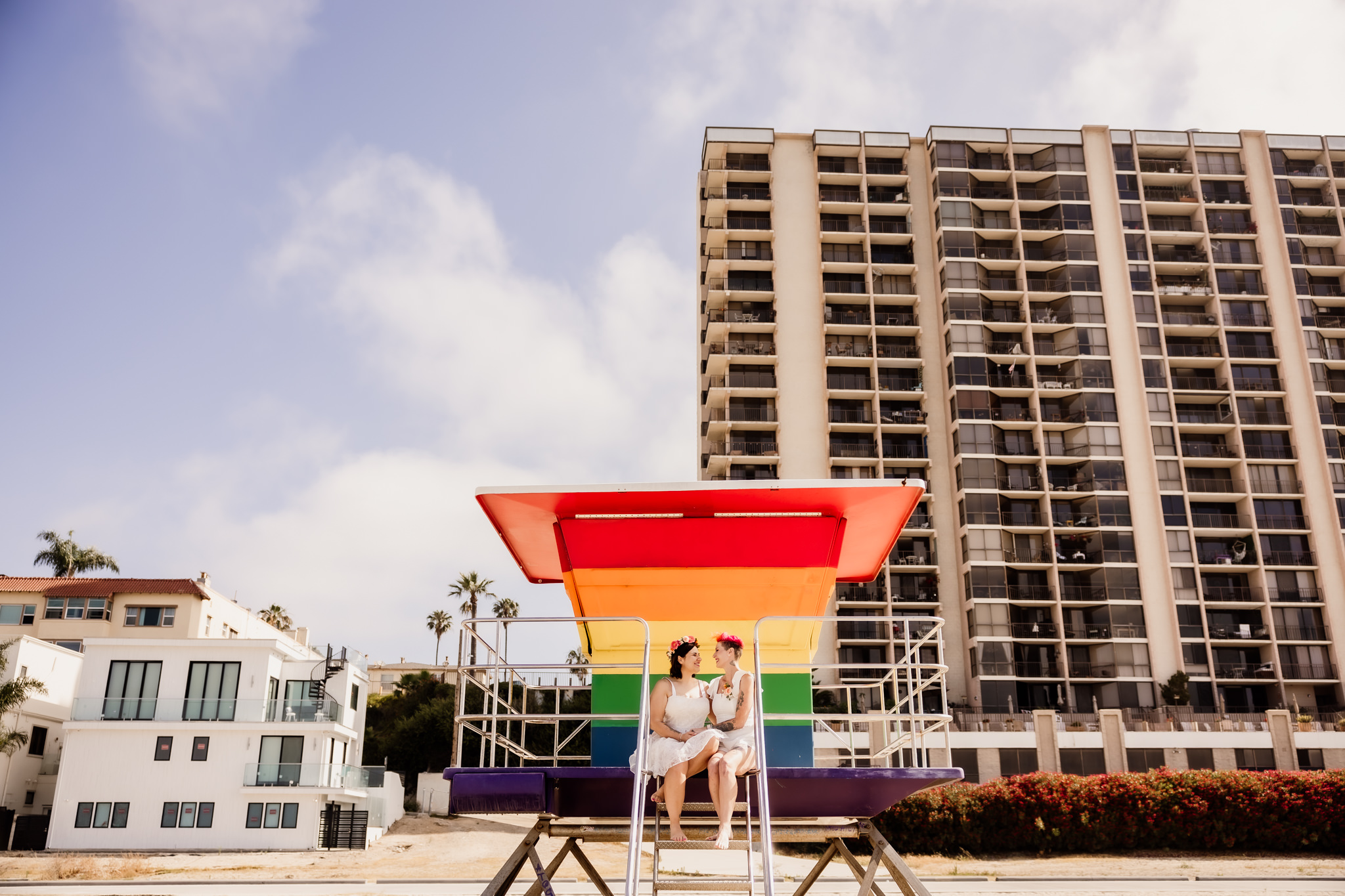 Pride Tower Elopement in Long Beach, LGBTQ Wedding Photographer